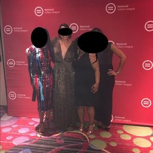 eliza j backless metallic maxi wrap dress